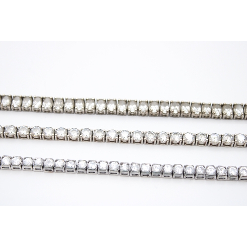 Collection of Sterling Silver Clear Gemstone Tennis Bracelets x 2 (44g)