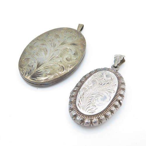 Collection of Sterling Silver Locket Pendants inc. Enamel, Mid Century ...