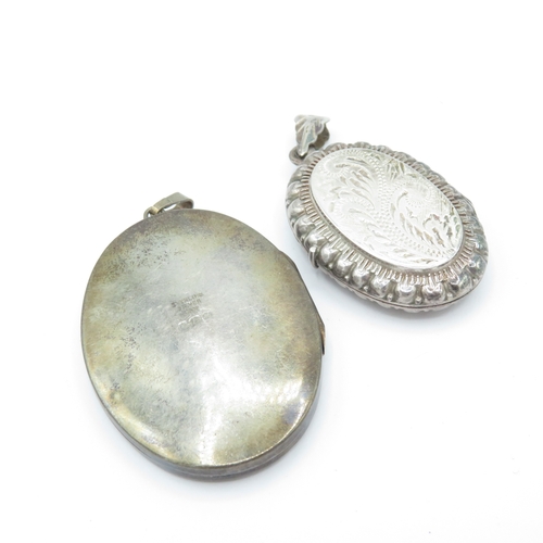 Collection of Sterling Silver Locket Pendants inc. Enamel, Mid Century ...