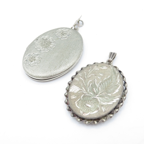 Collection of Sterling Silver Locket Pendants inc. Enamel, Mid Century ...
