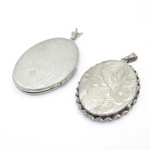 Collection of Sterling Silver Locket Pendants inc. Enamel, Mid Century ...
