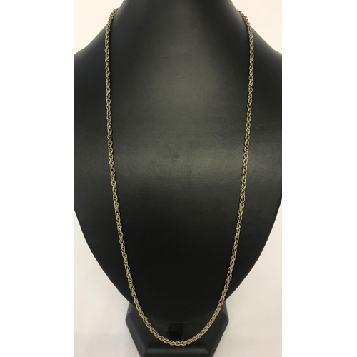 1043 - A 9ct gold rope style chain. Approx. 28