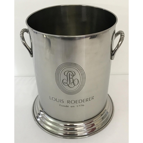 1204 - A circular 2 handled Louis Roederer champagne cooler with engraved detail to front.  Approx. 24.5cm ... 