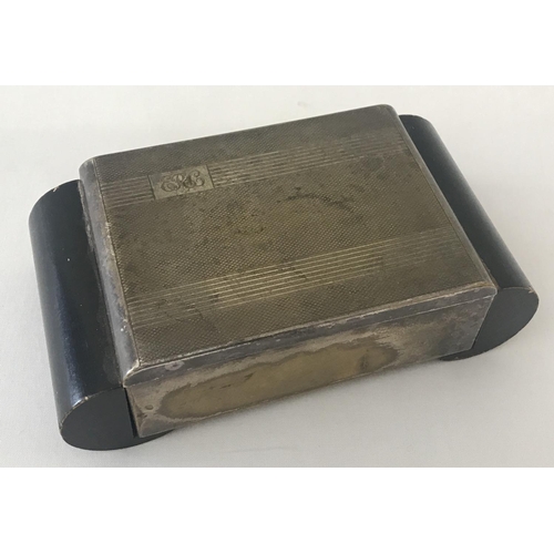 1205 - A vintage silver plated table top cigarette box with engine turned engraving & monogrammed initials.... 