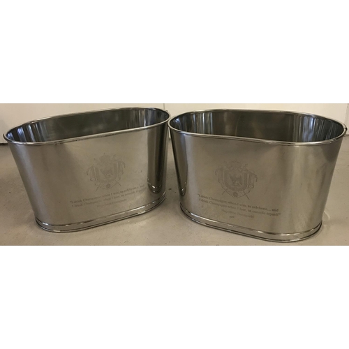 1214 - A pair of Bollinger Champagne buckets with engraved details to sides. One side is engraved with a qu... 