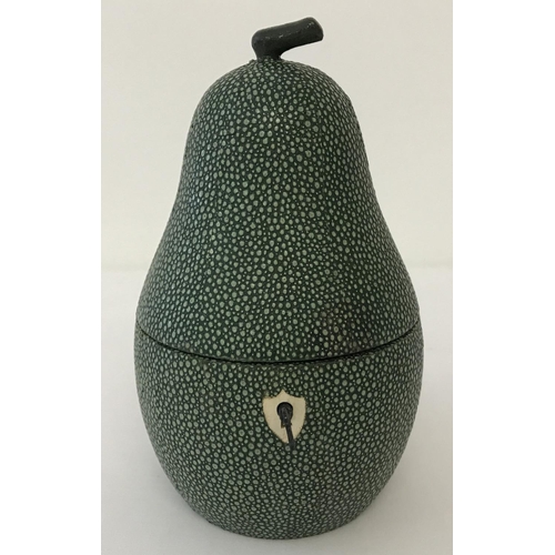 1394 - A Georgian style fruitwood tea caddy in the shape of a pear, complete with key.  Approx. 19cm tall.