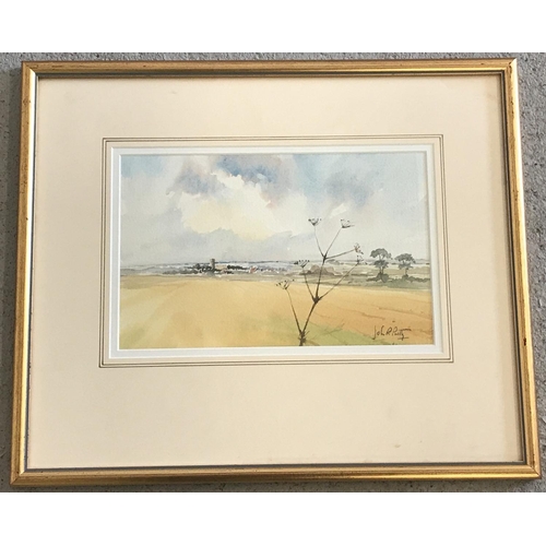 1458 - A gilt framed and glazed watercolour of a rural landscape by John R Pretty. Signed to bottom right. ... 