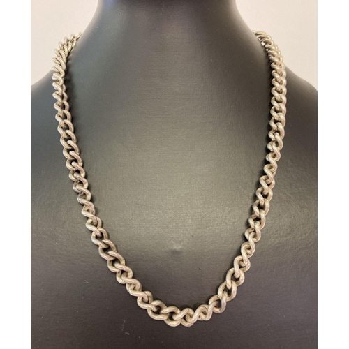 1085 - A heavy weight solid curb chain necklace with lobster style clasp. Approx. 20 inches long. 925, scal... 