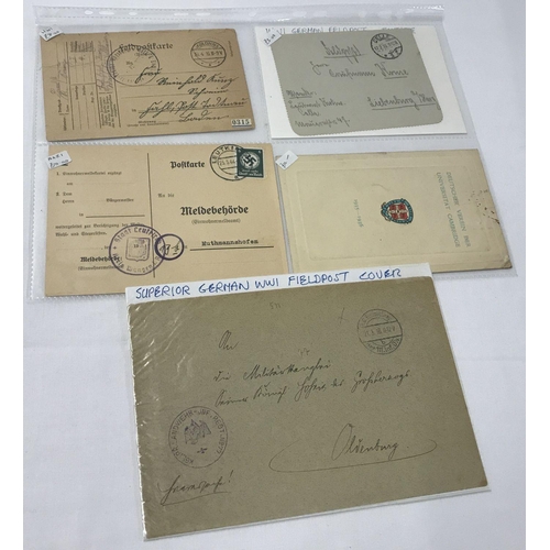 102 - 3 x WWI German Field Post covers/letters, WWII German postcard. Together with a 1935-36 German Unive... 