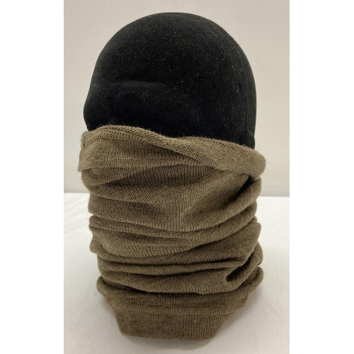 385 - A British commando style khaki coloured fabric headover/snood.