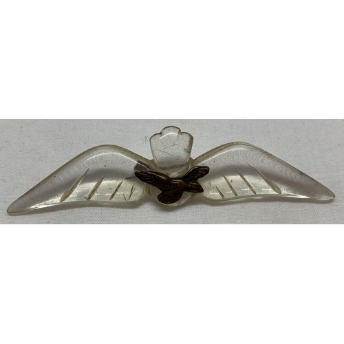 58 - A WWII style Lucite and metal R.A.F. Sweetheart badge.  Approx. 8cm long.