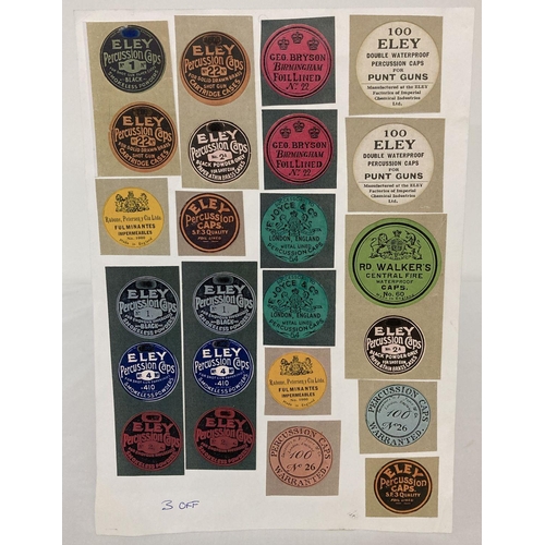 92 - A sheet of 24 facsimile percussion cap labels.