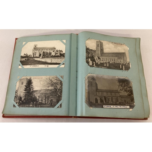 161 - A vintage postcard album containing a quantity of 160 cards depicting Norfolk churches.