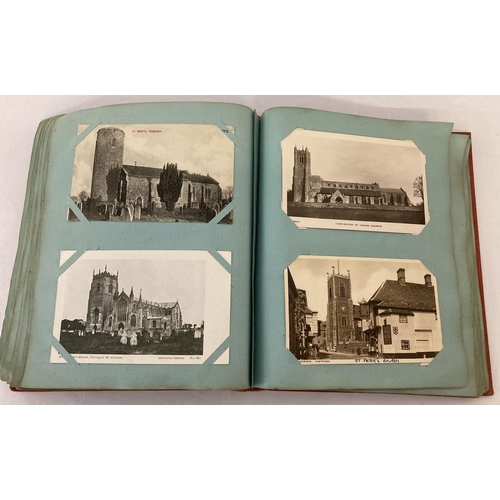 161 - A vintage postcard album containing a quantity of 160 cards depicting Norfolk churches.