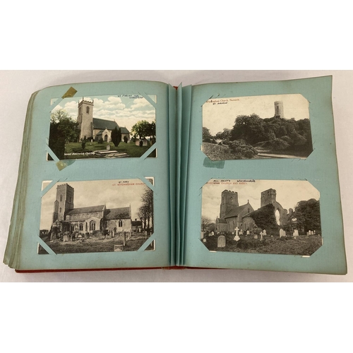 161 - A vintage postcard album containing a quantity of 160 cards depicting Norfolk churches.