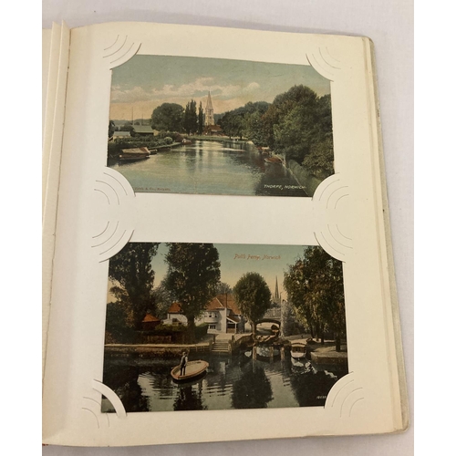 177 - A postcard album containing postcards relating to Norfolk. To include rp's and hand tinted.