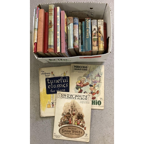 251 - A box of vintage children's books and song sheets to include 