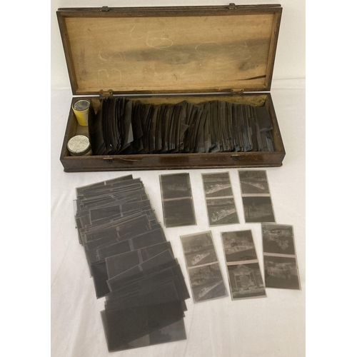 270 - A wooden box containing a large quantity of vintage Railway Rail negatives of steam locomotives. App... 