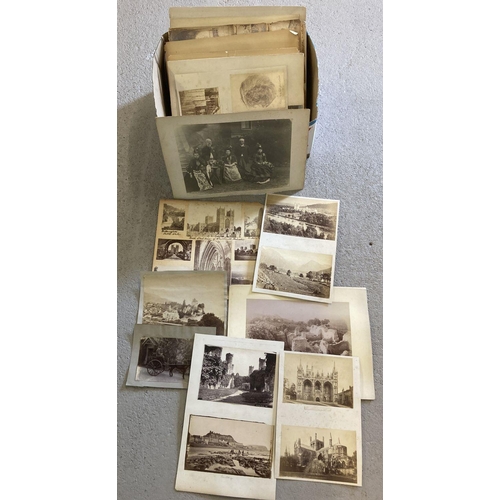 271 - A box containing a quantity of Victorian albumn photographs. To include portraits, churches and land... 