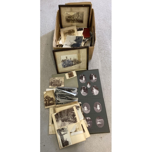 276 - A box containing a large quantity of vintage and Victorian photographs. To include albums and framed... 