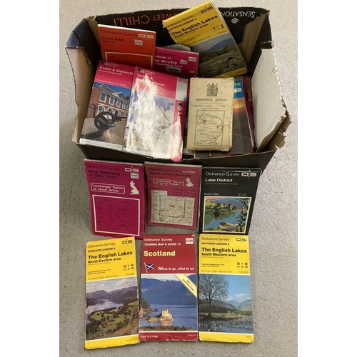 322 - A collection of 75+ British ordnance survey maps in varying conditions.