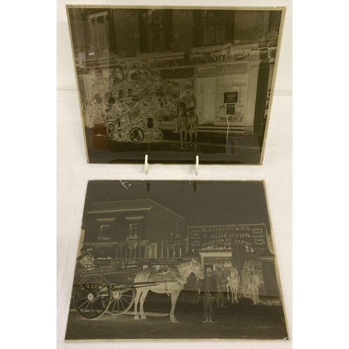 423 - 2 large sized Victorian glass plate negatives of shop fronts in Surbiton, Kingston Upon Thames.  W. ... 