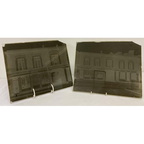 427 - 2 Victorian/Edwardian large glass plate negatives of shop fronts.  Both featuring 