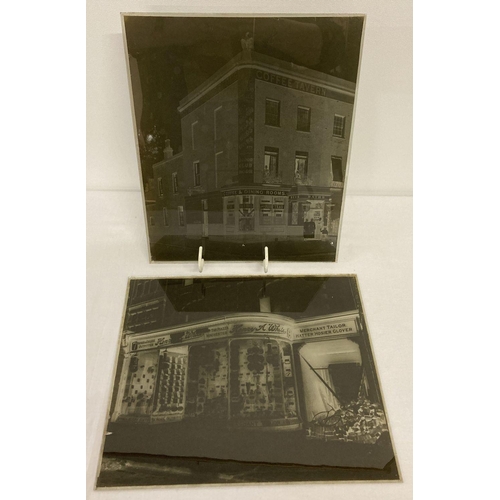 433 - 2 Victorian/Edwardian large glass plate negatives featuring shop fronts.  Henry A. White, Winchester... 