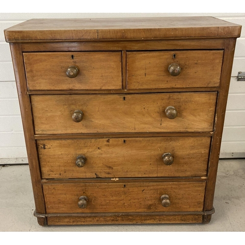 443 - A Victorian 2 over 3 chest of drawers with original knob handles.   Approx. 101.5 x 93.5cm.