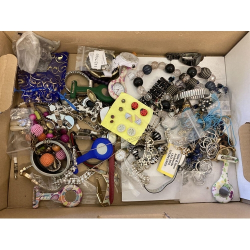 1108 - A Box of costume jewellery and watches to include vintage and modern stone set.