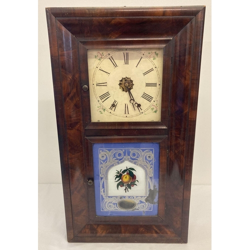 1155 - A 19th century American Jerome & Co. New Haven Clock Co wooden cased wall clock.  Eight day clock wi... 