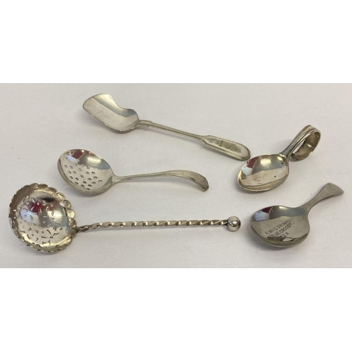 1176 - A collection of silver plated spoons, to include sugar sifter & tea caddy spoons  Together with and ... 