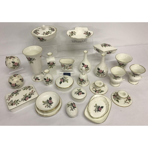 1238 - A quantity of Wedgwood 'Hathaway Rose' pattern ceramics.  To include: vases, lidded trinket pots, ca... 