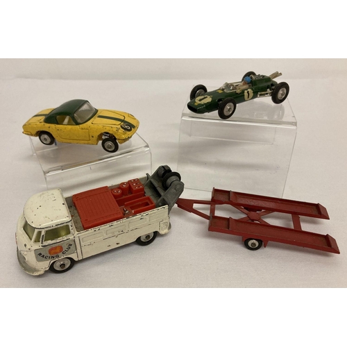 388 - 1960's Corgi Toys diecast Lotus racing cars, breakdown truck and trailer from #37 Lotus Racing Set. ... 
