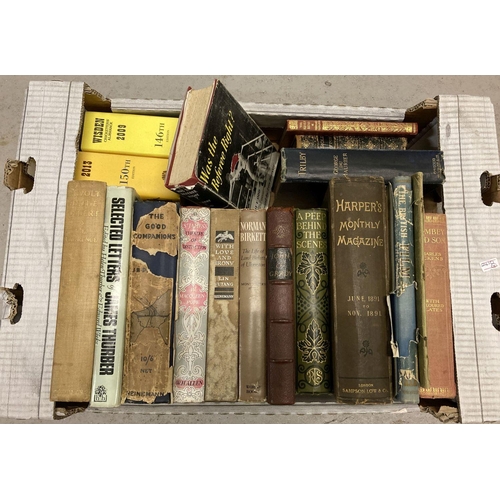 275 - A box of assorted vintage and antique books to include leather bound editions.  Books include: 1st E... 