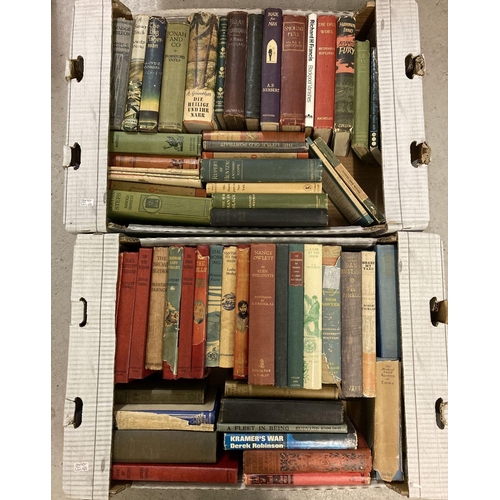 278 - 2 boxes of assorted  vintage and antique fiction books, many with original dust covers.  To include:... 