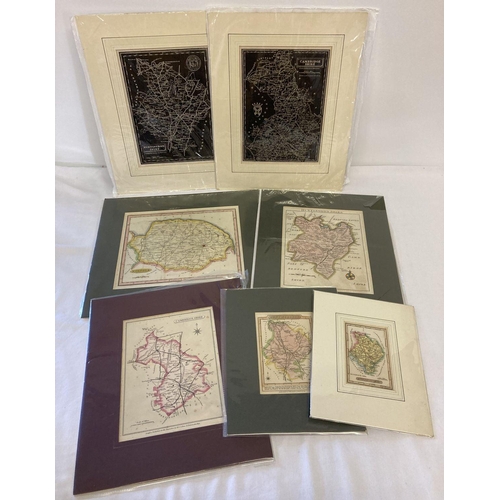 333 - A collection of 7 mounted vintage and antique maps of Cambridgeshire, Huntingdonshire and Norfolk.  ... 