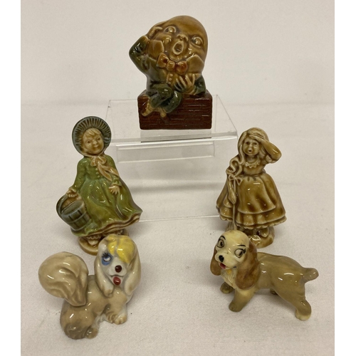 1152 - 5 vintage wade ceramic figures. Humpty Dumpty, Little Bo Peep & Jill nursery rhyme characters.  Toge... 