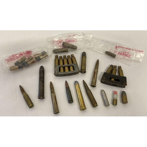 105 - A collection of inert rounds and practice rounds. 6 x .380 revolver, .40-82, .45-70 Gov, 2 x .303 9m... 