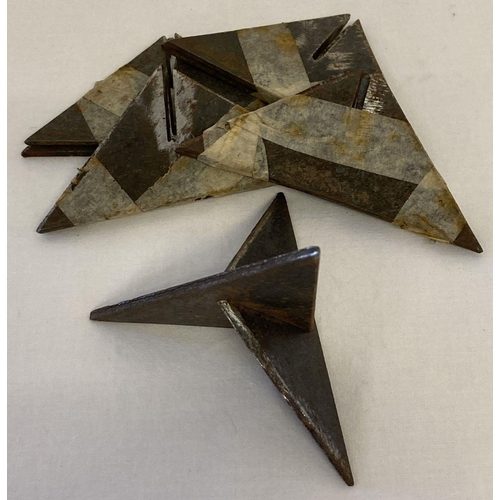 127 - 5 WWII style blacksmith made French Resistance 2 part caltrops. The idea was that they could be take... 