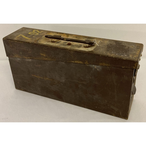 143 - A WWII 7.92 German ammunition carry tin.  Approx. 17.5 x 35cm.