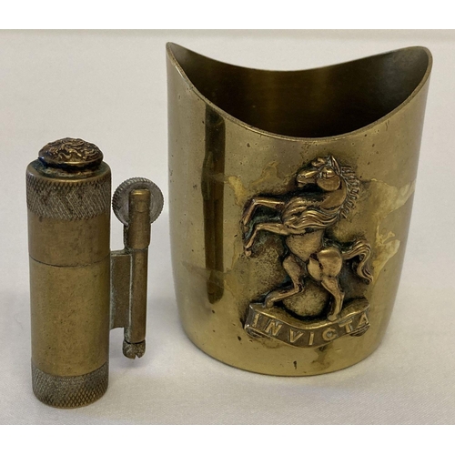 155 - 2 pieces of British WWI trench art. A 