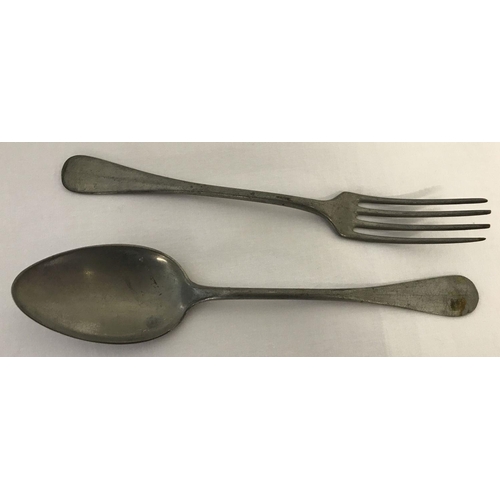 187 - WWII style German DAF Deutsche Arbeits Front (Labour Front) factory canteen fork & spoon. With engra... 