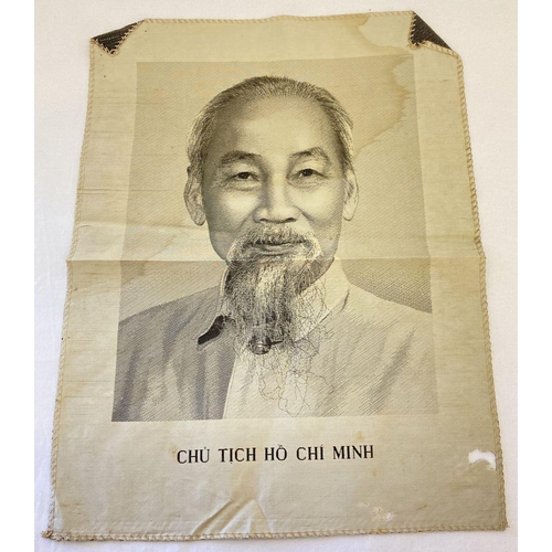 210 - A Vietnam War era Ho Chi Minh portrait. Every house and hut had to display this picture. Fabric vers... 