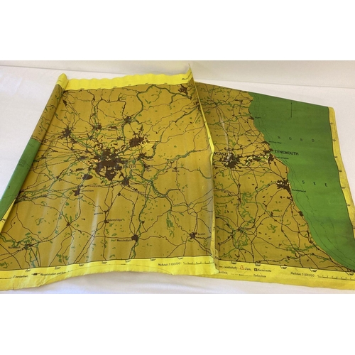 231 - WWII style German Luftwaffe oil cloth canvas pilots' maps. Newcastle/Tyneside/Middlesbrough & Manche... 