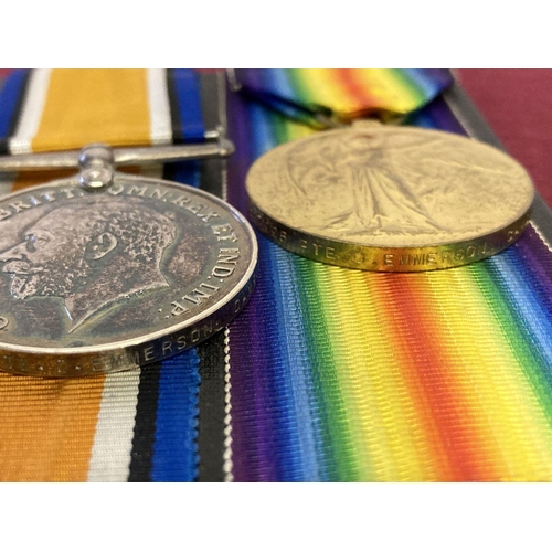 247 - A WWI bronze death plaque with war medal and victory medal awarded to Private Dick Emmerson 327995. ... 