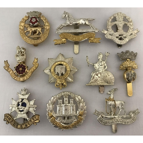 27 - A collection of 10 assorted British Army officers cap badges. All with slider fixings to reverse.