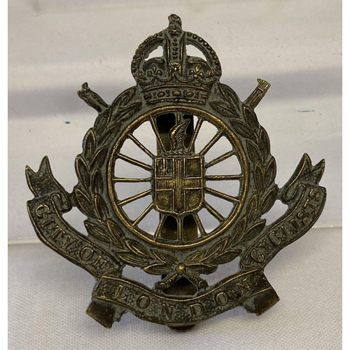 6 - A British WWI City of London Cyclists Cap badge with slider fixing.