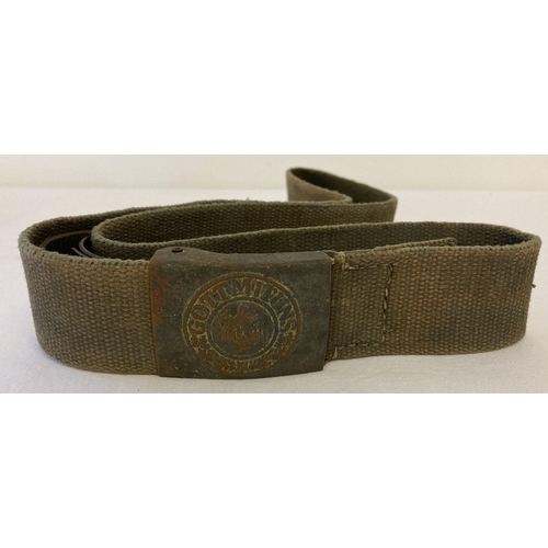 80 - A German WWII style Africa Corps canvas belt and buckle. Buckle features the 