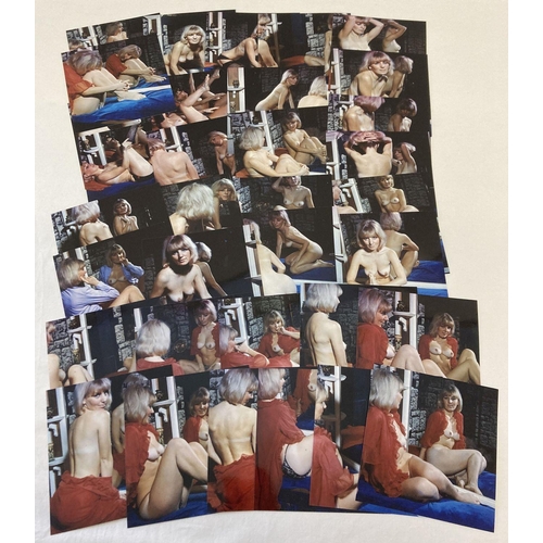 110 - A set of 34 colour photographs of vintage 1970's nude model posing by a mirror.  Photo size 5